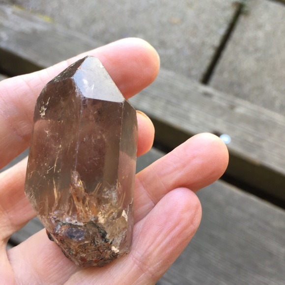 Golden Rutilated Smokey Quartz with Hematite - Picture 3 of 9